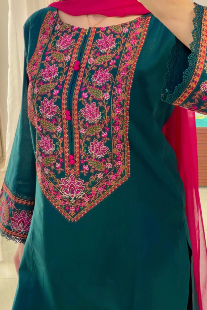 Teal Green 3PC Stitched
