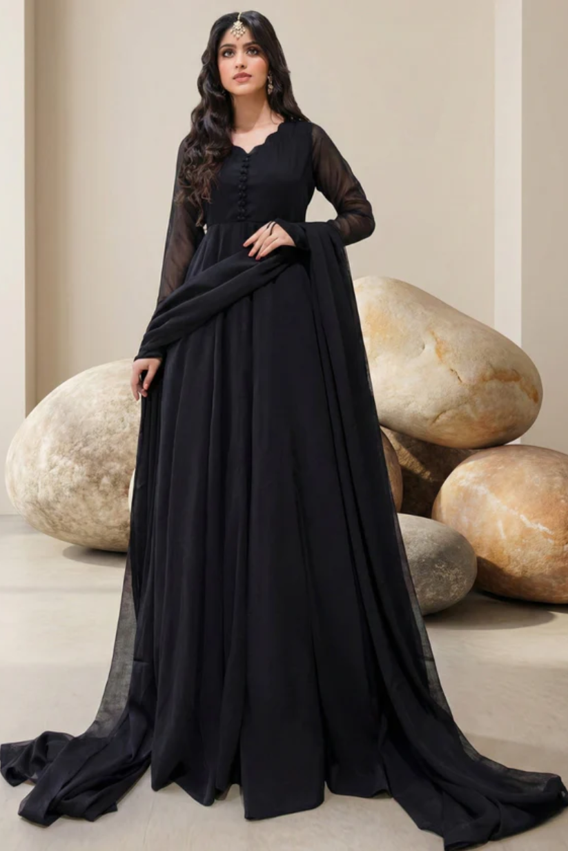 Jet Black Frock 2 PC