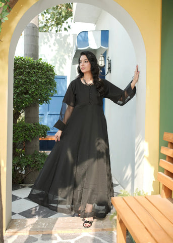 Jet Black Frock 2PC