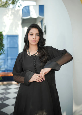 Jet Black Frock 2PC