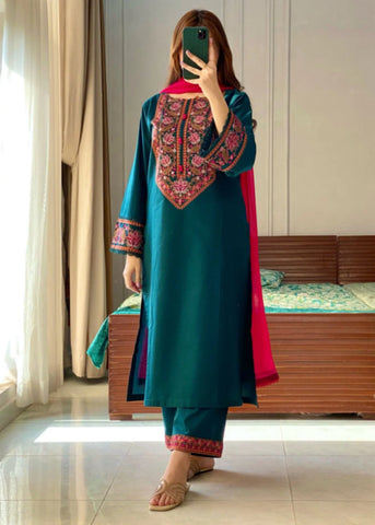 Teal Green 3PC Stitched