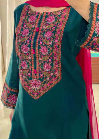 Teal Green 3PC Stitched