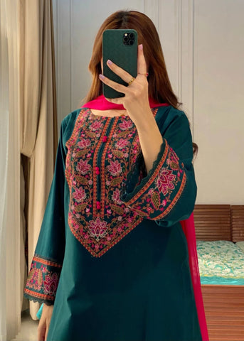 Teal Green 3PC Stitched