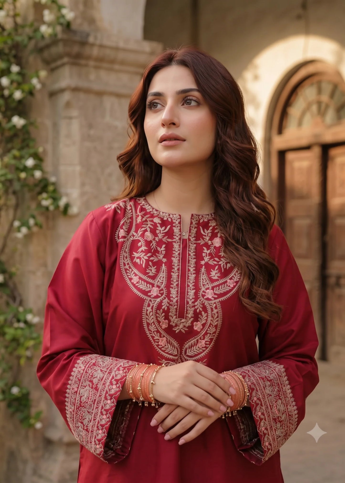 Bela Maroon 3 PC Stitched