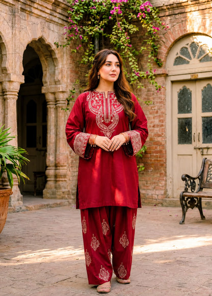 Bela Maroon 3 PC Stitched
