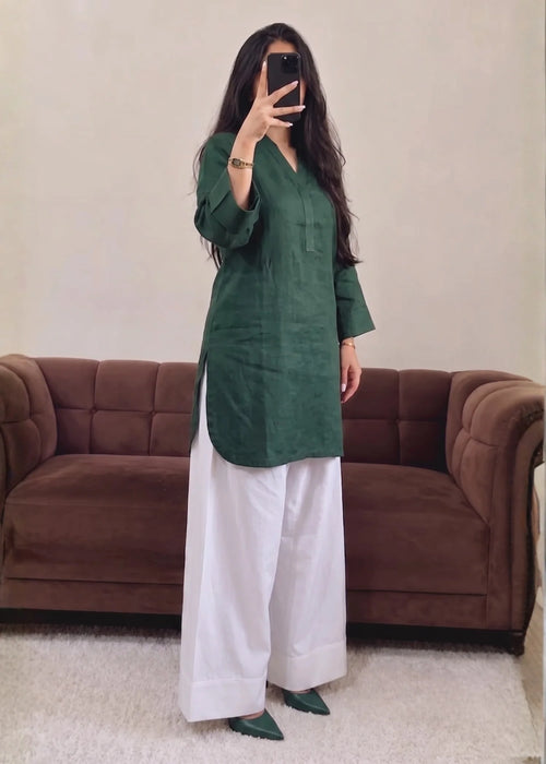 Green Farshi 2 PC Stitched
