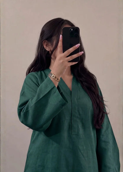 Green Farshi 2 PC Stitched