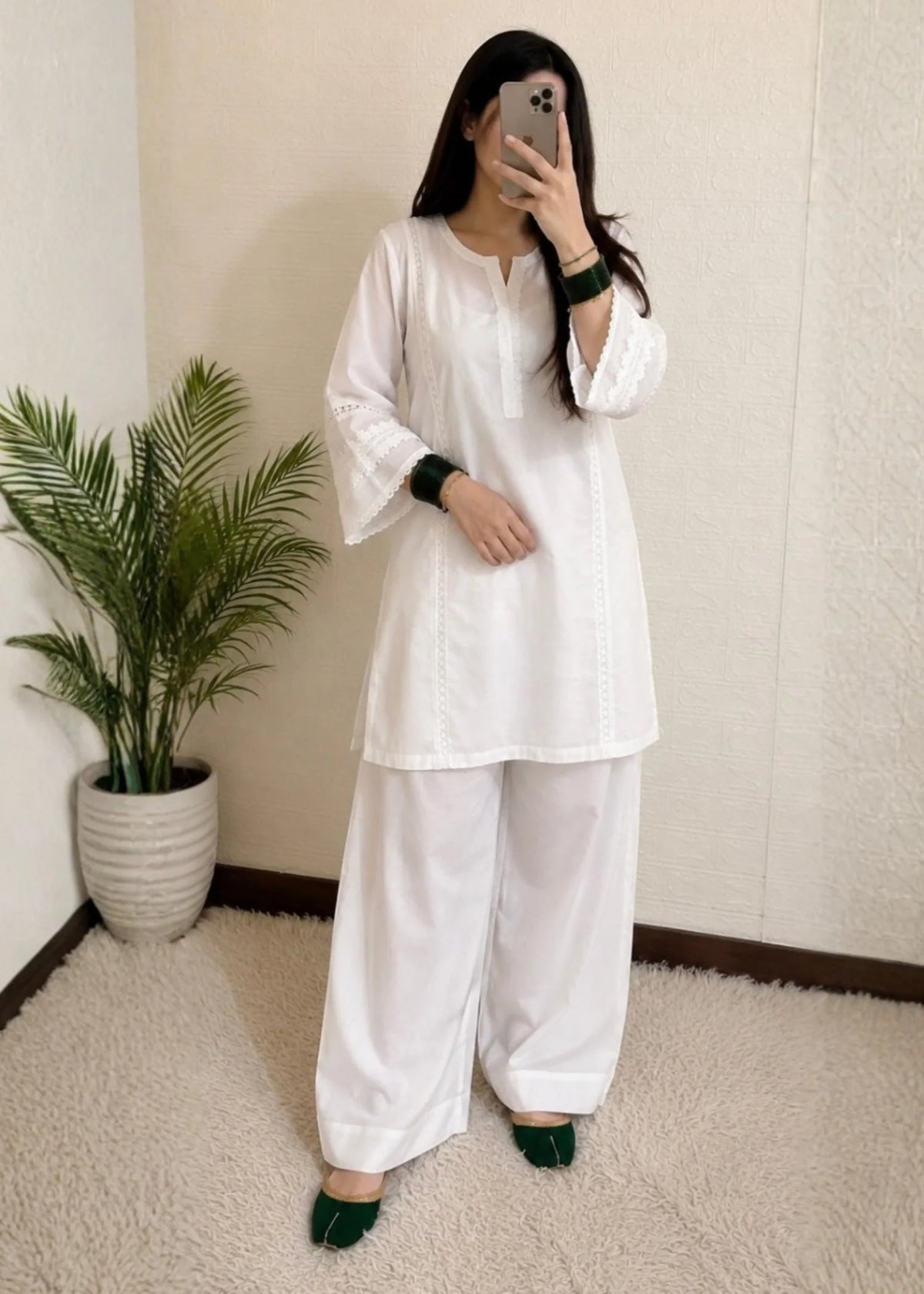 White Farshi 2 PC Stitched