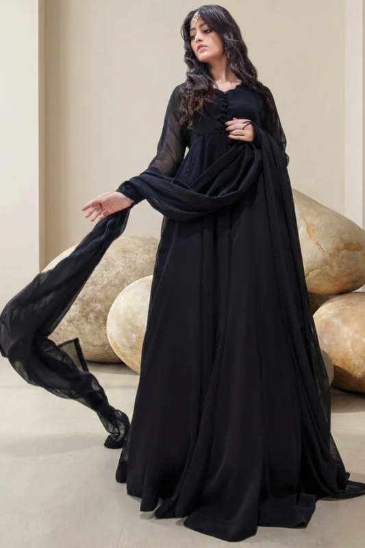 Jet Black Frock 2 PC