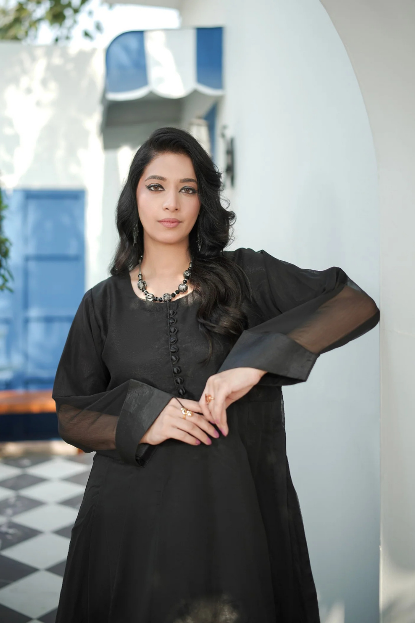Jet Black Frock 2PC