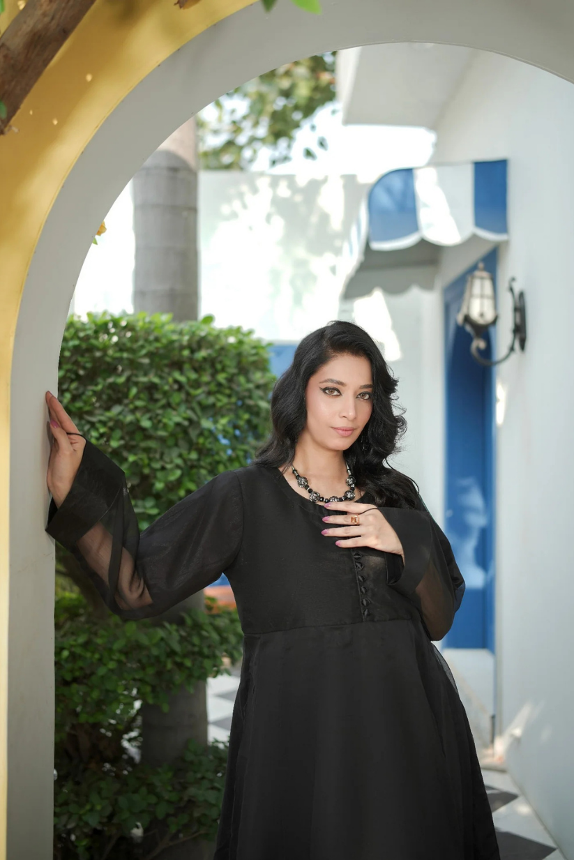 Jet Black Frock 2PC