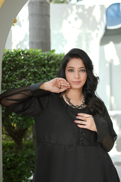Jet Black Frock 2PC