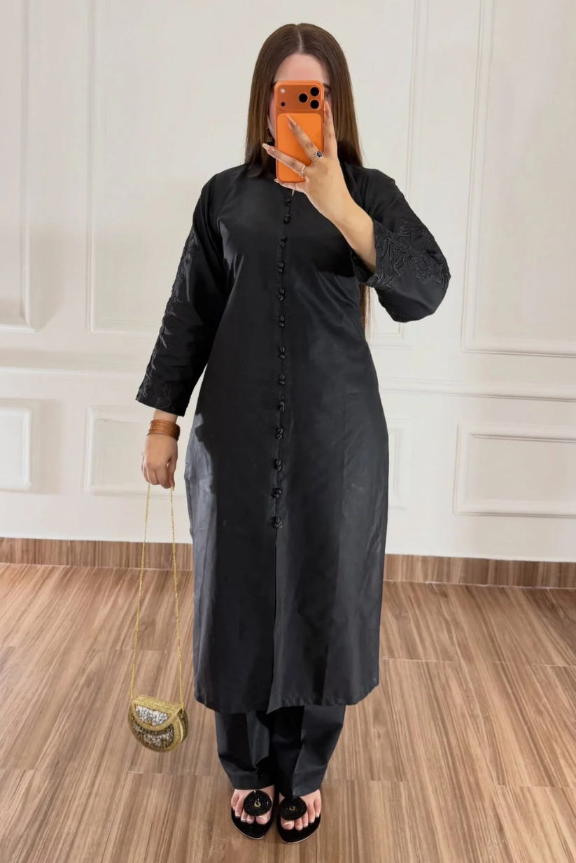 Shina Black 2PC Stitched