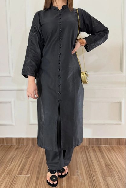 Shina Black 2PC Stitched